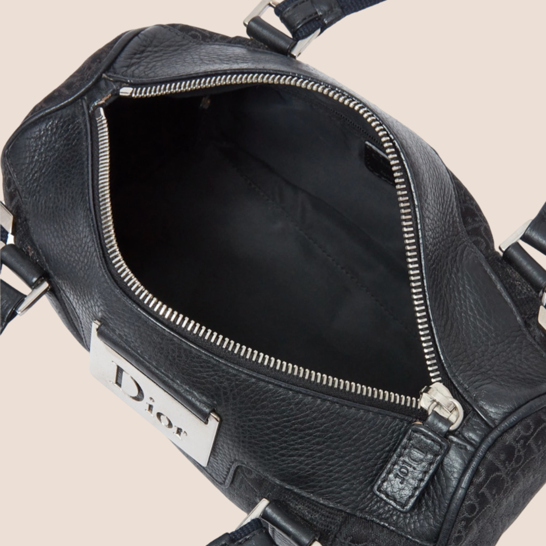 CHRISTIAN D1OR 2007 BLACK TROTTER STREET CHIC MINI BOSTON BAG