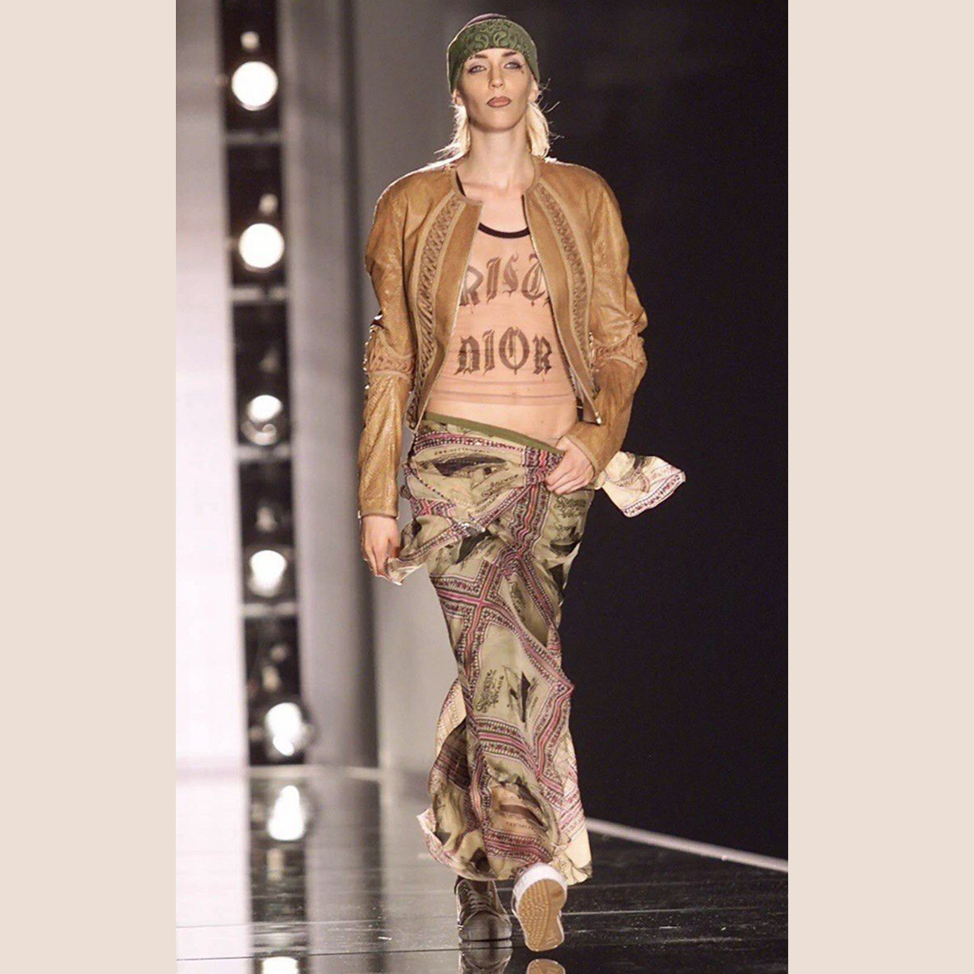 CHRISTIAN D1OR 2002 RUNWAY GOTHIC LOGO MESH TOP