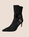 CHRISTIAN D1OR BLACK D1ORISSIMO BUCKLE LOGO BOOTS