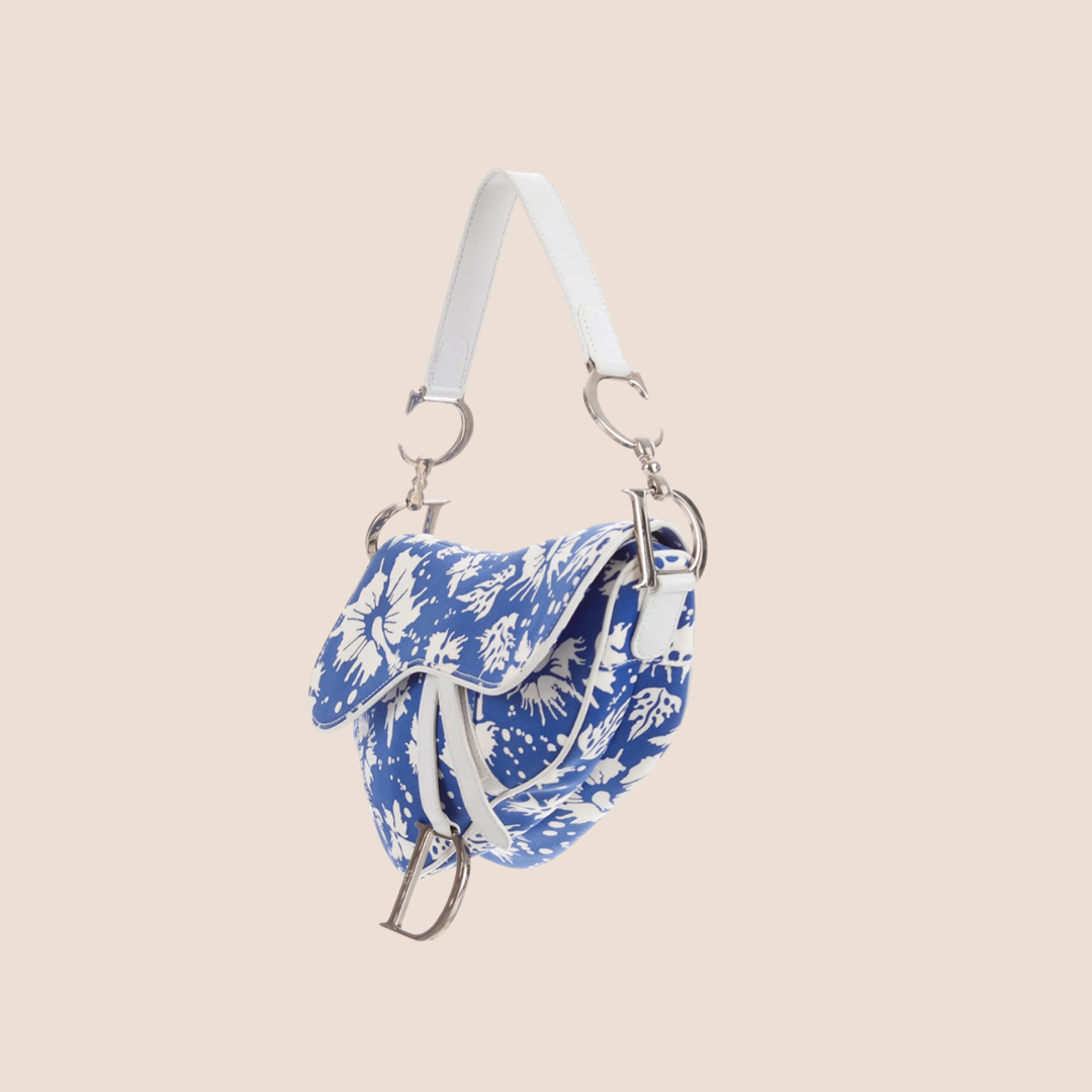 CHRISTIAN D1OR 2004 SURF CHICK FLORAL SADDLE BAG