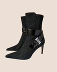 CHRISTIAN D1OR BLACK D1ORISSIMO BUCKLE LOGO BOOTS