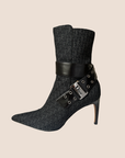 CHRISTIAN D1OR BLACK D1ORISSIMO BUCKLE LOGO BOOTS