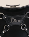 CHRISTIAN D1OR 2003 FALL BLACK LEATHER MINI BONDAGE CLUTCH