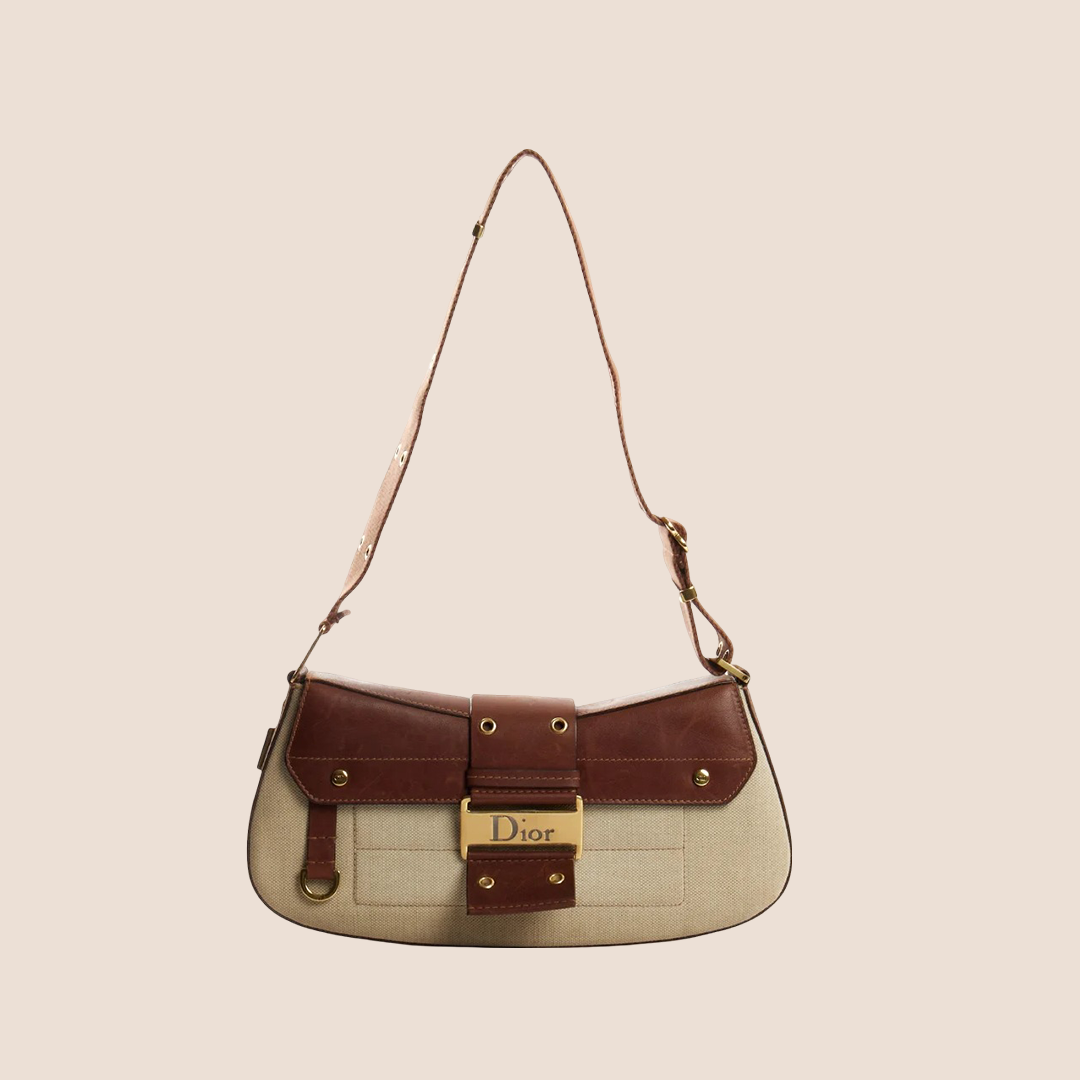 CHRISTIAN D1OR BROWN &amp; CREAM STREET CHIC COLUMBUS BAG