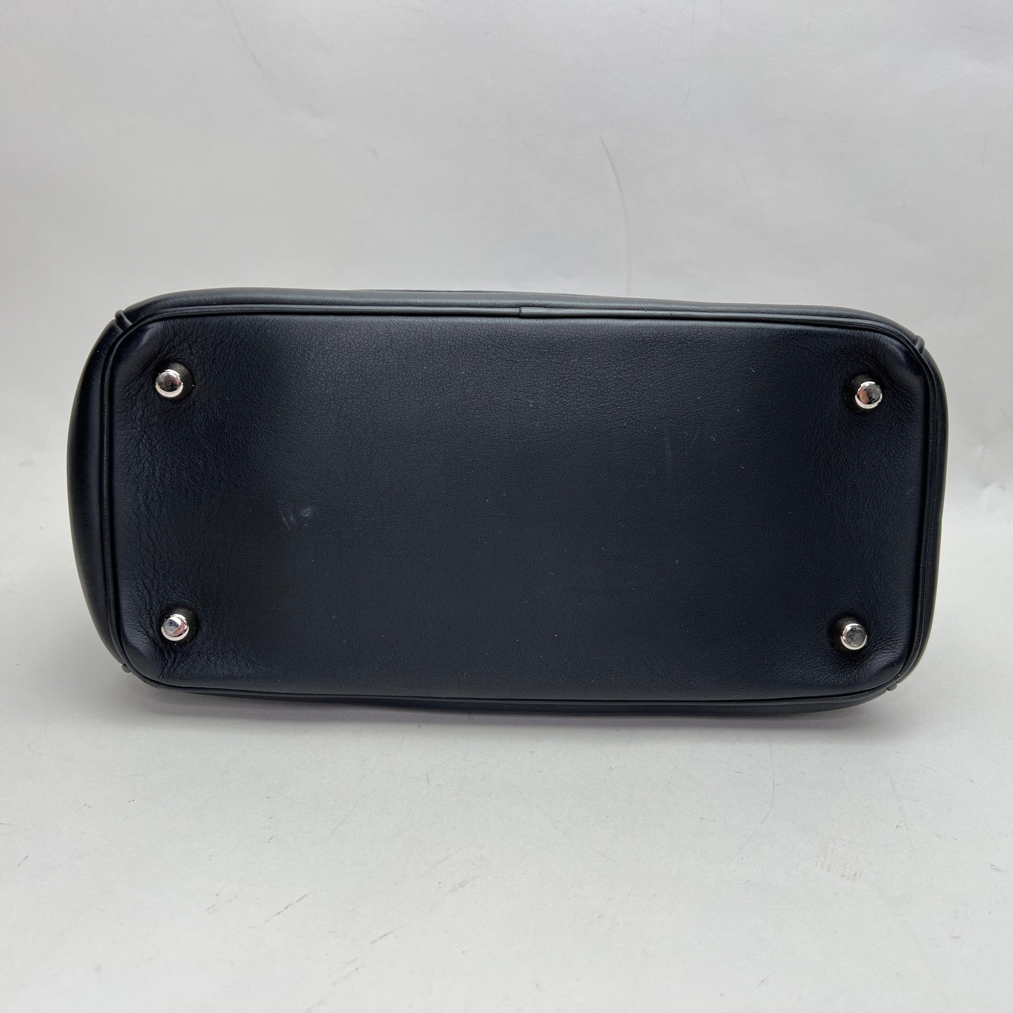 Be D1OR Flap Black Top Handle Bag in Calfskin, Silver hardware