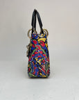 Butterfly Print Lady D1OR mini Multi-colour Top Handle Bag in Calfskin, Gold hardware