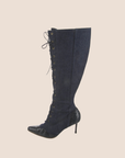 CHRISTIAN D1OR 2000 BLUE DENIM LACE UP BOOTS