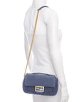 FNDI Blue Shearling Midi Cross-Body
