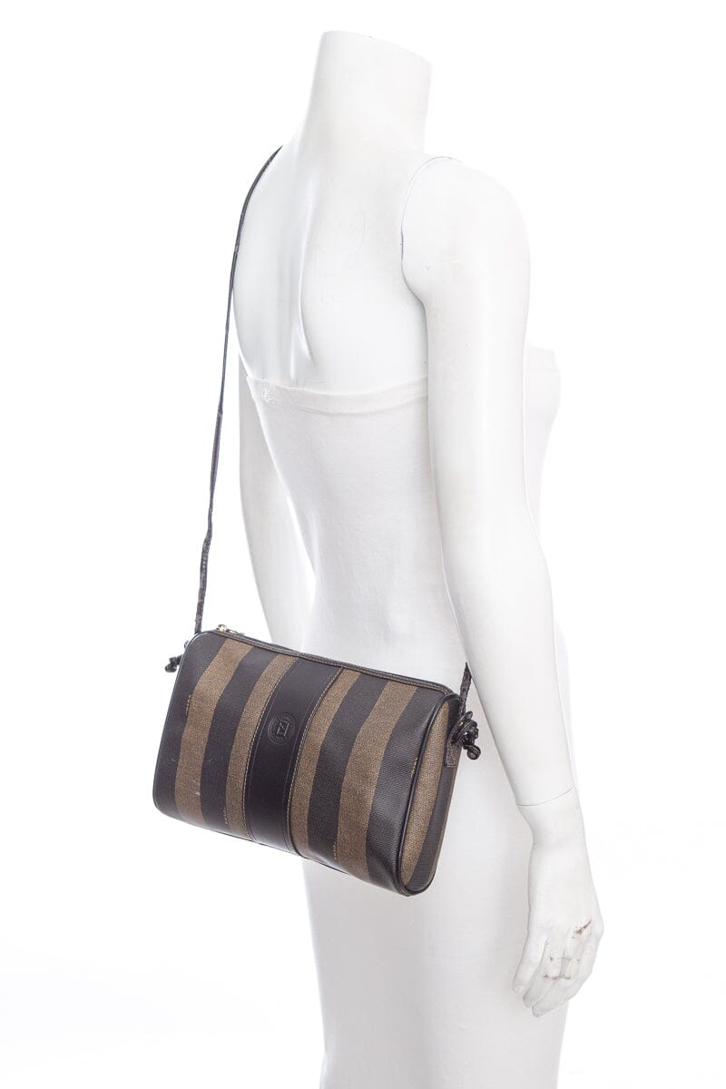 FNDI Brown Penguin Stripe Handbag