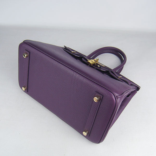 HMS Birkin 30cm Togo leather Handbags purple golden