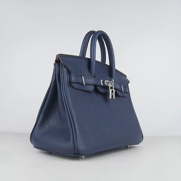 HMS Birkin 25cm Handbag 6068 dark blue silver