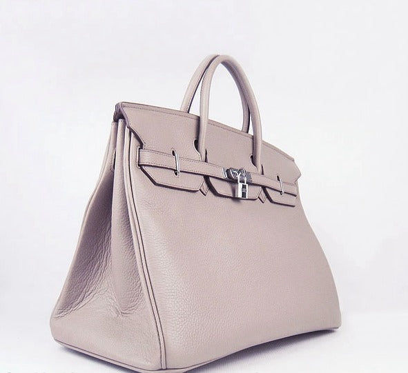 HMS Birkin 35cm Togo Leather Handbags 6099 Grey Silver