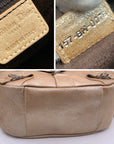 CHRISTIAN D1OR Beige Leather Rebelle Shoulder Bag Handbag