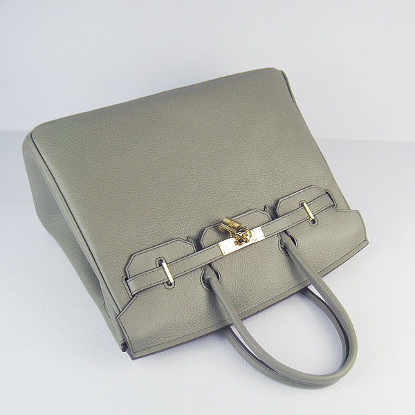 HMS Birkin 30cm Togo Leather Handbags Dark Grey Golden