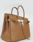 HMS Birkin 35cm Togo Leather Handbags Light Coffee Silver