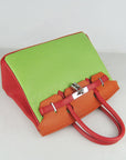 HMS Birkin 30cm Togo Leather Handbags Red/Orange/Green Silver