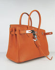 HMS Birkin 30cm Togo Leather Handbags Orange Silver