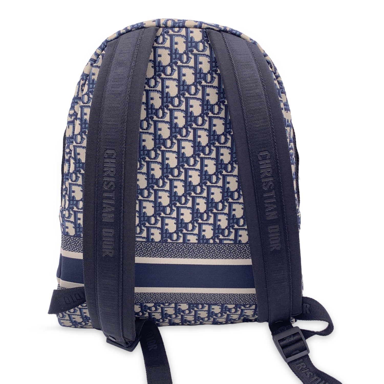 CHRISTIAN D1OR Blue Oblique Jacquard Canvas D1OR Travel Backpack Bag