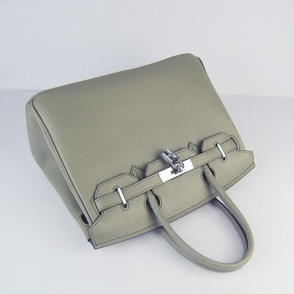 HMS Birkin 30cm Togo Leather Handbags Dark Grey Silver