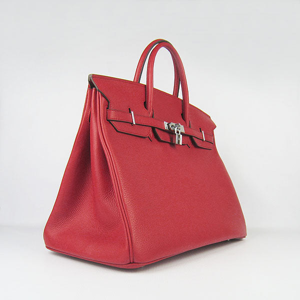 HMS Birkin 35CM Togo Leather Handbags 6099 red silver