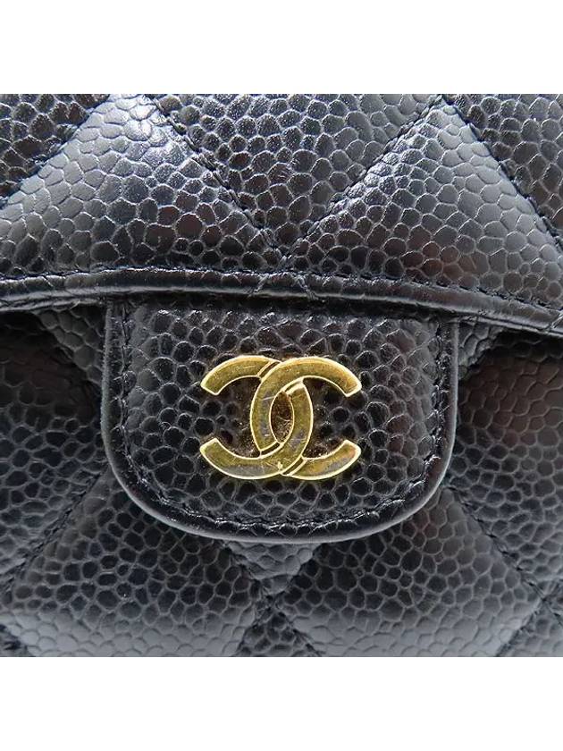 A82288 Black caviar skin gold COCO logo quilted classic small flap bi fold wallet CH