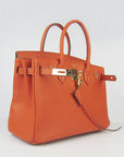 HMS Birkin 30cm Togo Leather Handbags Orange Golden