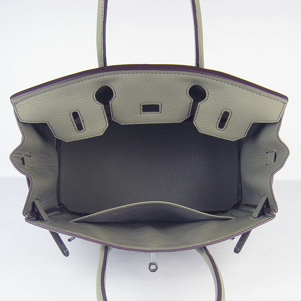 HMS Birkin 30cm Togo Leather Handbags Dark Grey Silver