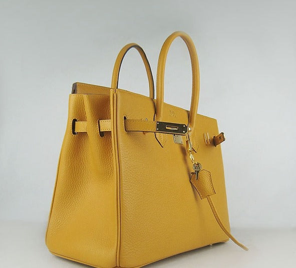 HMS Birkin 35cm Togo Leather Handbags Yellow Golden