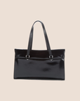 CHRISTIAN D1OR 2003 PATENT LEATHER BLACK FLAP SADDLE BAG