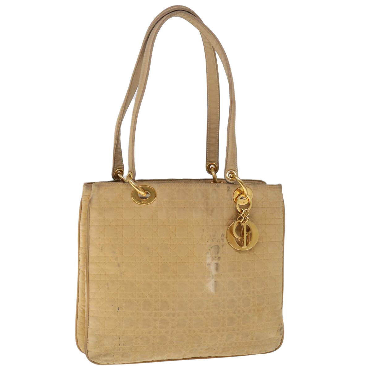 CHRISTIAN D1OR Canage Shoulder Bag Nylon Beige Auth ep3036