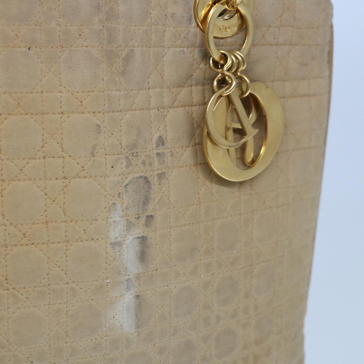 CHRISTIAN D1OR Canage Shoulder Bag Nylon Beige Auth ep3036