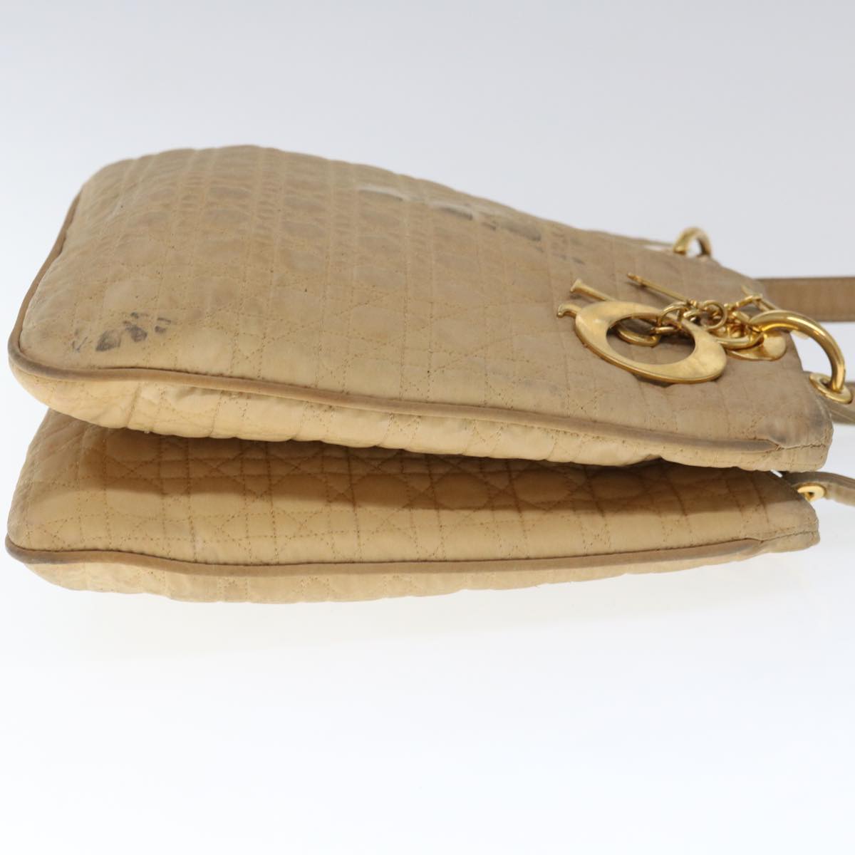 CHRISTIAN D1OR Canage Shoulder Bag Nylon Beige Auth ep3036
