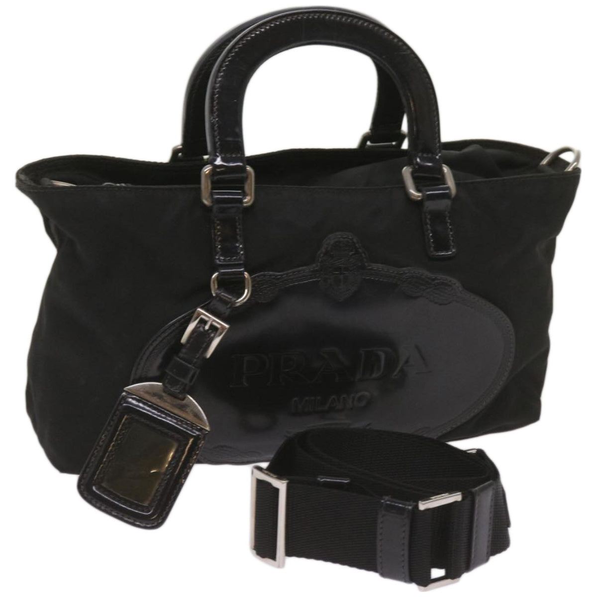 PRD Hand Bag Nylon 2way Black Auth ep3618