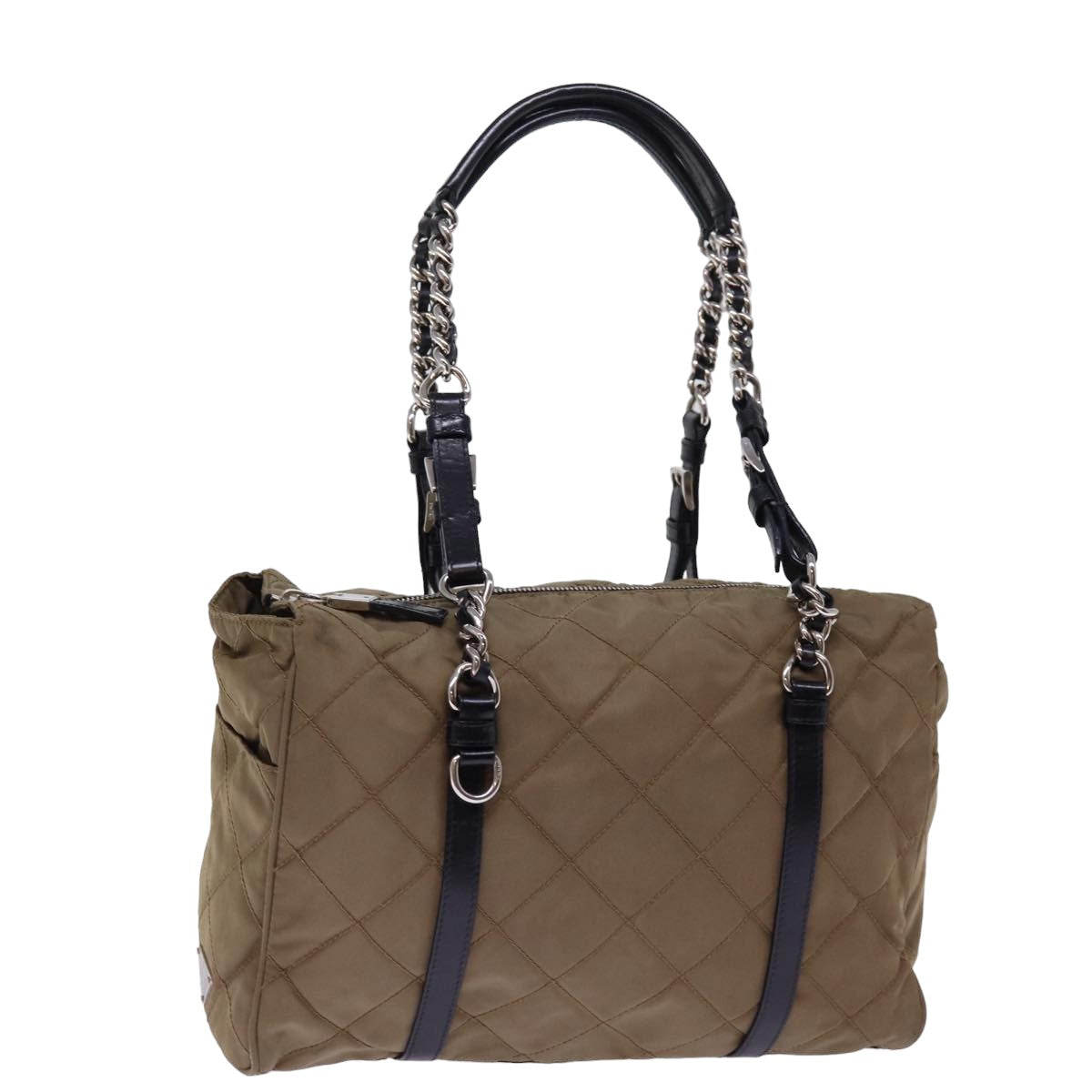PRD Chain Shoulder Bag Nylon Brown Auth ep4518