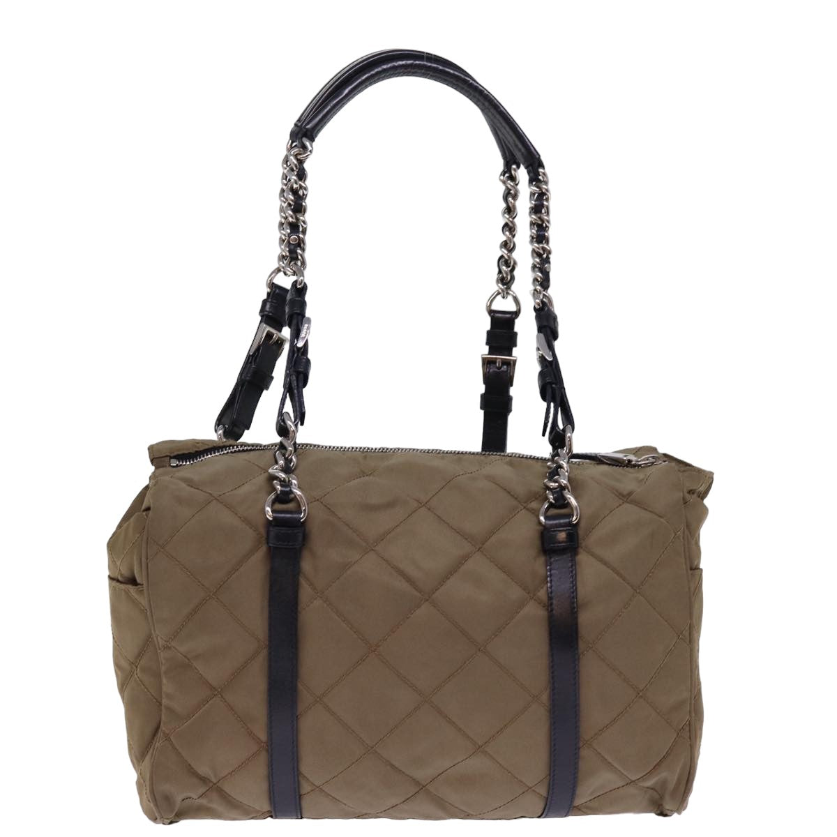 PRD Chain Shoulder Bag Nylon Brown Auth ep4518