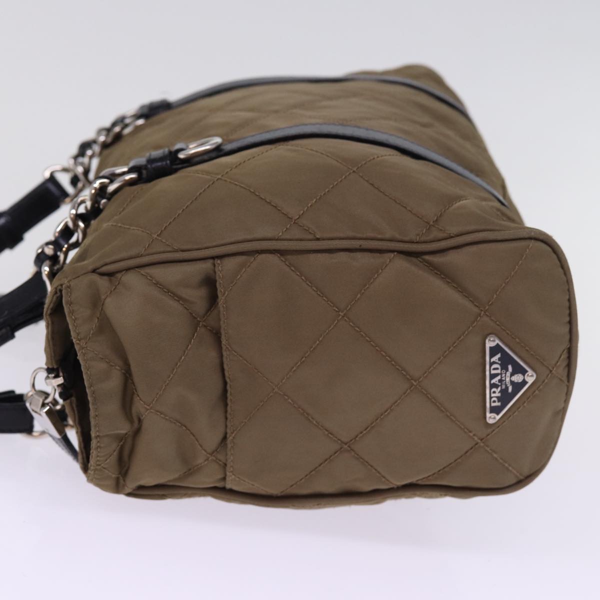 PRD Chain Shoulder Bag Nylon Brown Auth ep4518