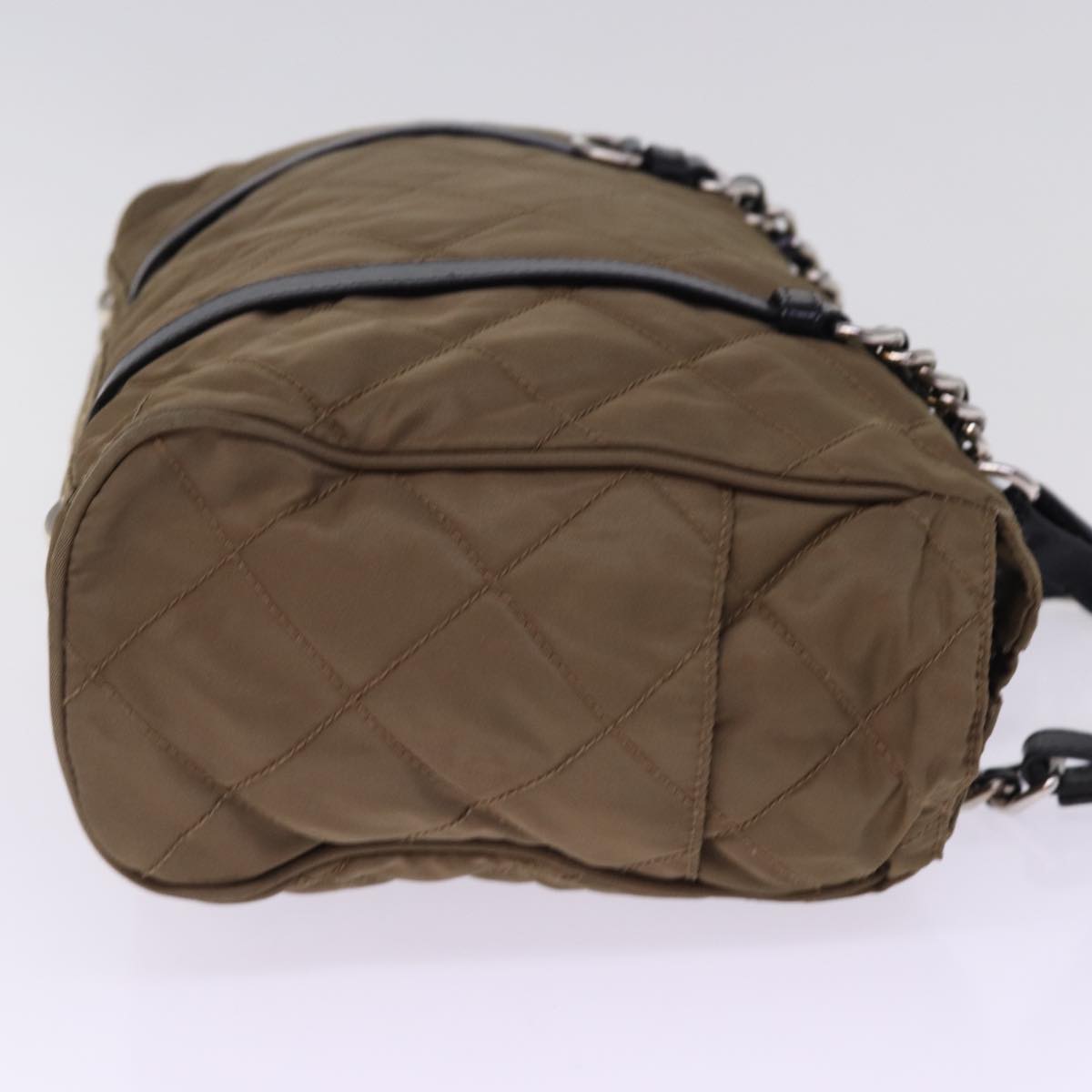 PRD Chain Shoulder Bag Nylon Brown Auth ep4518