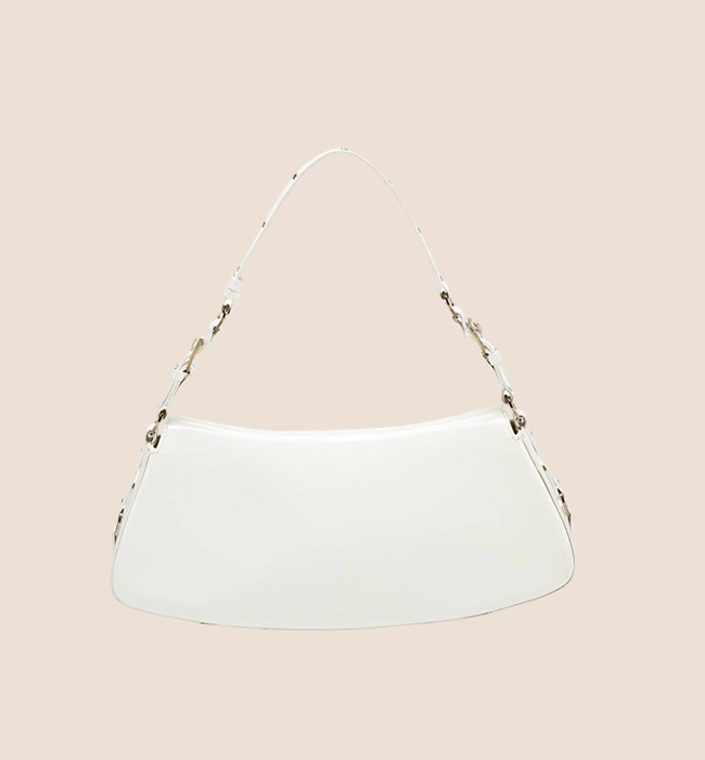 CHRISTIAN D1OR 2003 WHITE LEATHER BONDAGE CLUTCH