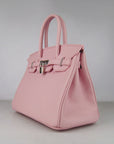 HMS Birkin 30cm Togo Leather Handbags Pink Silver