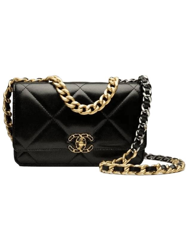 19 Chain Lambskin Cross Bag Black CH