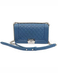 A67086 Blue Caviar Silver Boy Medium Flap Shoulder Bag No 29 CH