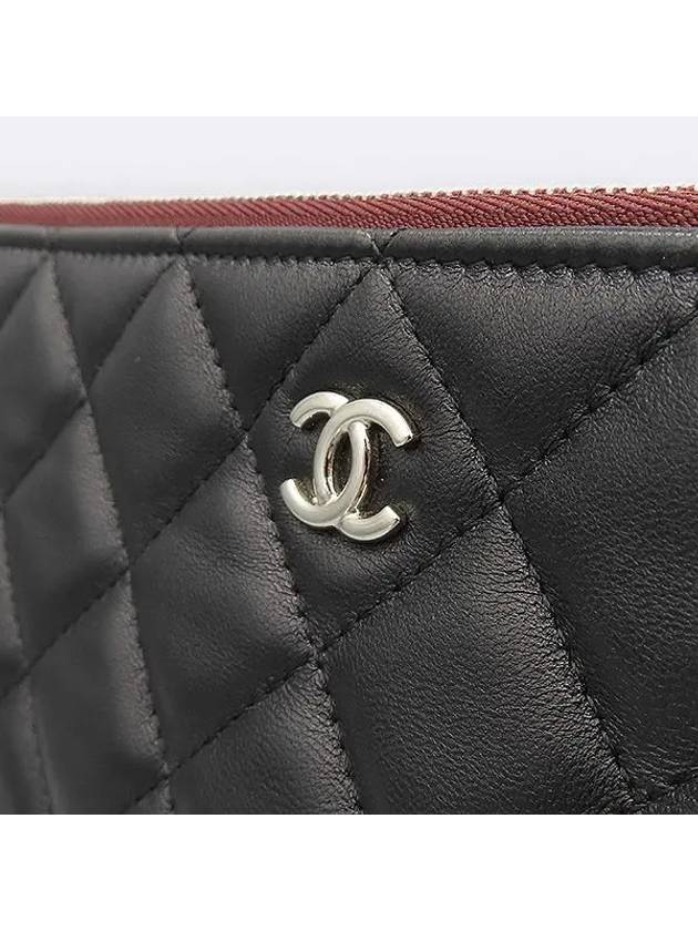 A82552 Black Classic Lambskin Silver Logo Large Clutch CH