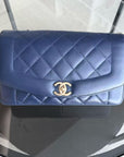 *Rare 2015 Re-issue* CH Diana - 28CM Quilted Lambskin Dark Blue Gold Hardware Series 20