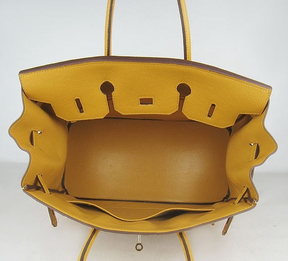 HMS Birkin 35cm Togo Leather Handbags Yellow Golden