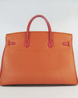 HMS Birkin 35cm Togo Leather Handbags 6099 Red/Orange/Green S