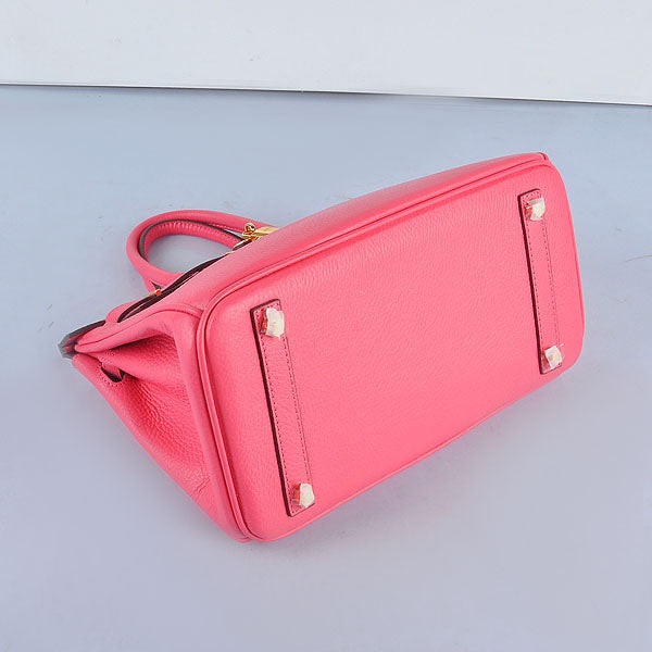 HMS Birkin 30cm Togo Leather Handbags Lip Pink Golden