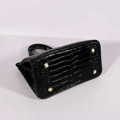 HMS Birkin 30cm Crocodile Leather Bag With Strap Black Gold