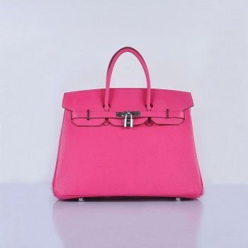 HMS Birkin 35cm Togo Leather Handbags Rose Silver