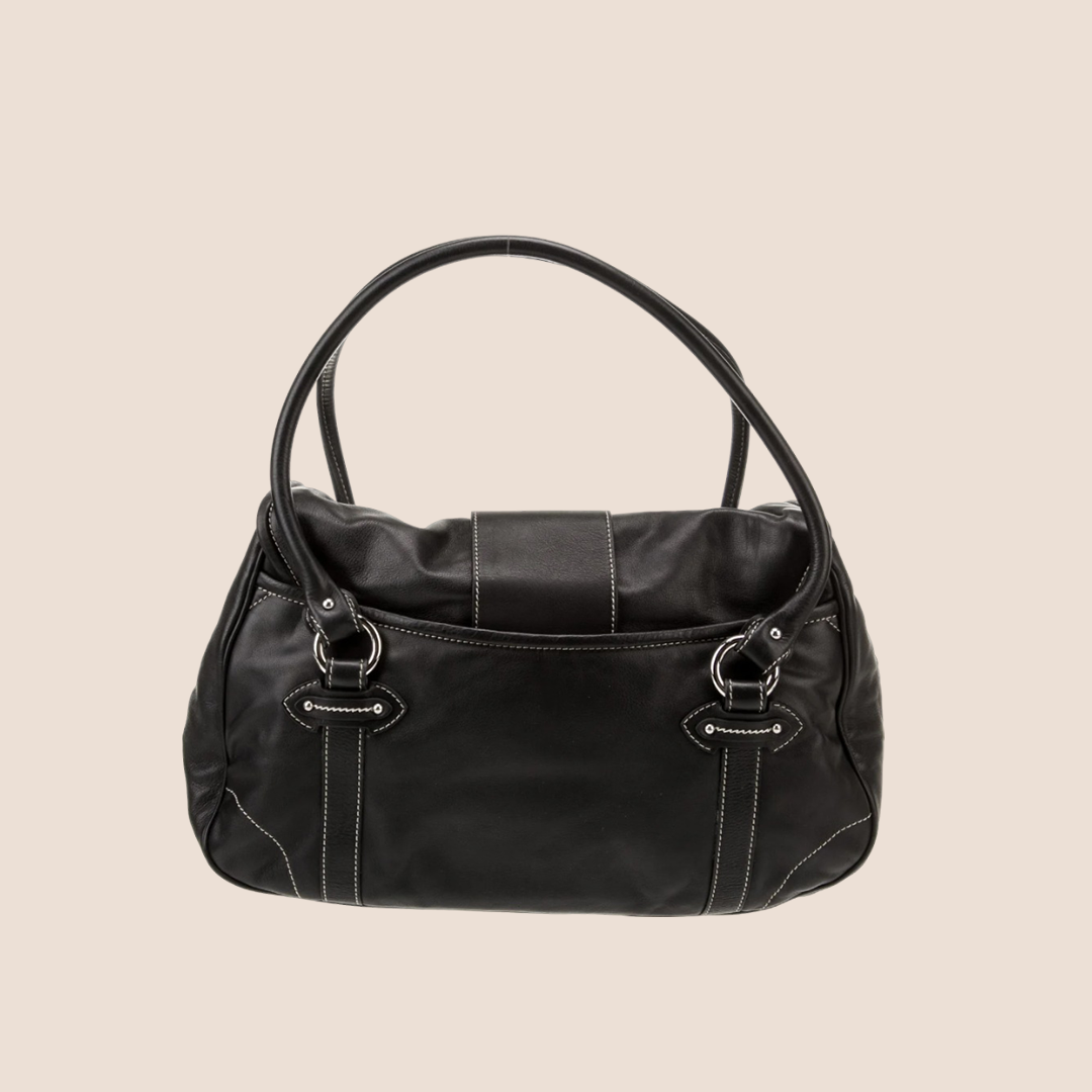 CHRISTIAN D1OR 2006 BLACK CD SAINT GERMAIN FLAP BAG
