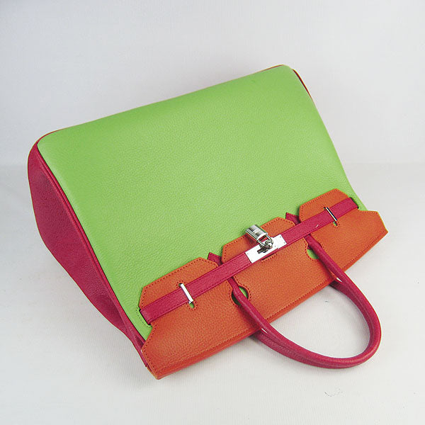 HMS Birkin 35cm Togo Leather Handbags 6099 Red/Orange/Green S